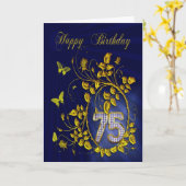 75e verjaardag gouden vlinders kaart (Gele Bloem)