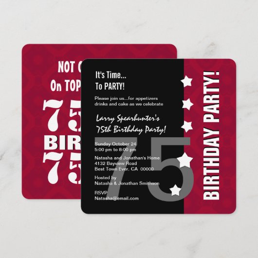 75e verjaardag Grappig niet over de heuvel Z75D Kaart (Voorkant / Achterkant)