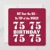 75e verjaardag Grappig niet over de heuvel Z75D Kaart (Achterkant)