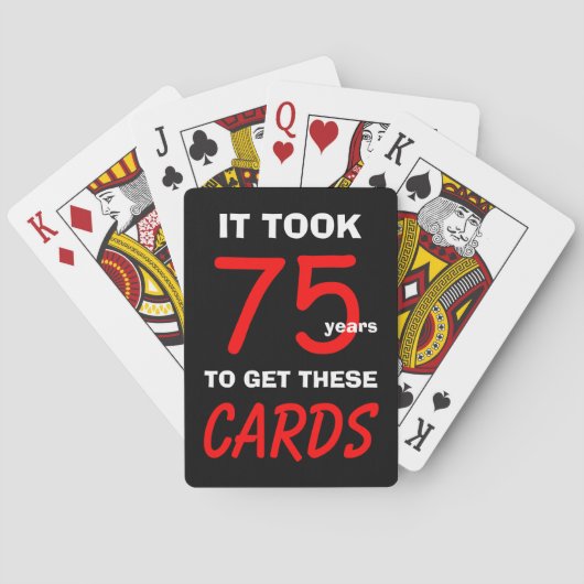 75e Verjaardag Grappige Poker speelkaarten   (Achterkant)
