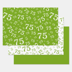75e verjaardag Groen & Witte nummerpatroon 75 Inpakpapier Vel