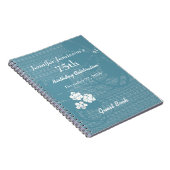 75e verjaardag Guest Book Blue, White Floral Notitieboek (Rechterzijde)