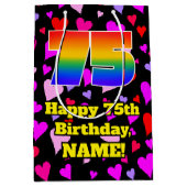 75e verjaardag: Heatpatroon liefhebbend, regenboog Medium Cadeauzakje (Voorkant)