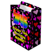 75e verjaardag: Heatpatroon liefhebbend, regenboog Medium Cadeauzakje (Achterkant Gekanteld)