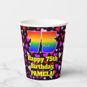 75e verjaardag: Het liefhebbende Kunstpatroon, Reg Papieren Bekers (Voorkant)