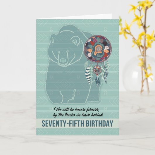 75e verjaardag Indiaas Beer Kaart (Gele Bloem)