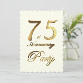 75e verjaardag Jubileum Gold Ivory Elegant Kaart (Staand voorkant)