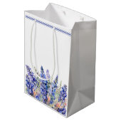 75e Verjaardag Juli Geboortemaand Bloem Blauw Medium Cadeauzakje (Achterkant Gekanteld)