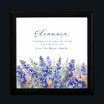 75e verjaardag juli Geboortemaand Bloem Cadeaudoosje<br><div class="desc">Elegante zomerse waterverf blauw larkspur bloesems creëer een prachtige bloemrand onderaan deze juli Geboortebloem geschenkdoos. Larkspur of delphinium bloemen zijn de juli geboorte bloem. Een trendy lettercombinatie geeft het een moderne esthetiek. Alle tekst is bewerkbaar.</div>