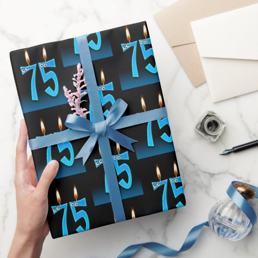 75e verjaardag kaarsen met Eyeballen Cadeaupapier (Geschenken)
