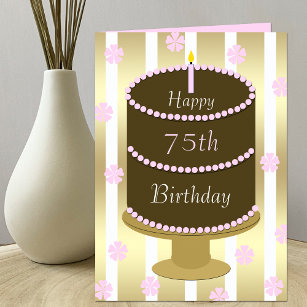 75e verjaardag Kaart Cake in Roze