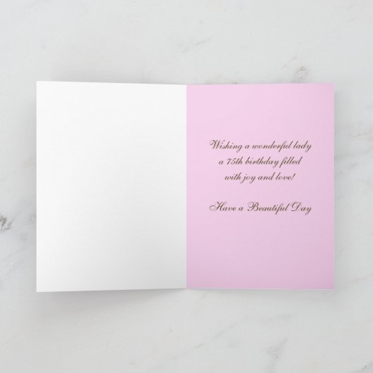 75e verjaardag Kaart Cake in Roze (Binnen)