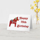 75e verjaardag Kaart met Dala Horse (Gele Bloem)