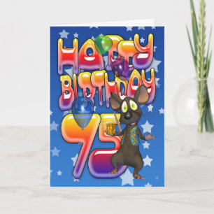 75e verjaardag Kaart schattig met kleine muis