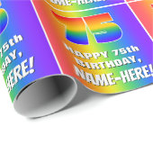 75e verjaardag: kleurrijk, vun regenboogpatroon #  cadeaupapier (Rol Hoek)