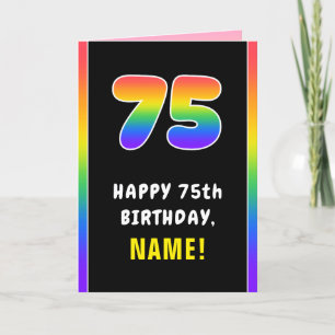 75e verjaardag: kleurrijke regenboog # 75, aangepa kaart