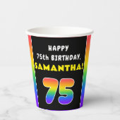 75e verjaardag: kleurrijke regenboog # 75, aangepa papieren bekers (Voorkant)