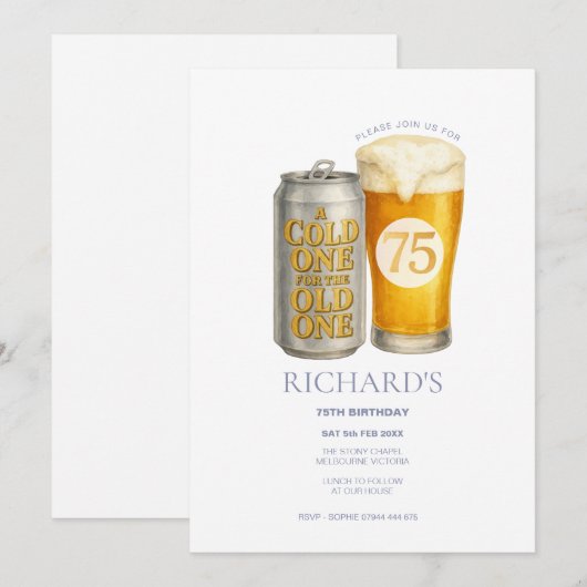 75e verjaardag koude voor de oude kaart (Voorkant / Achterkant)
