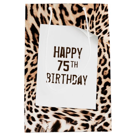 75e verjaardag Leopard Bont Print Medium Gift Bag Cadeauzakje (Voorkant)