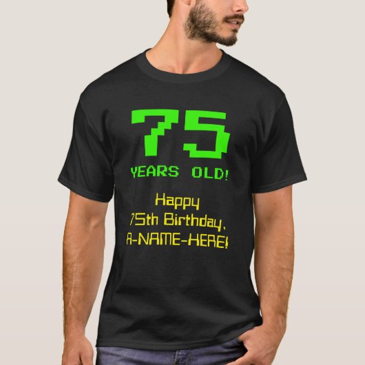 75e verjaardag: leuk, 8-bit look, nerdy / geeky "7 t-shirt (Voorkant)