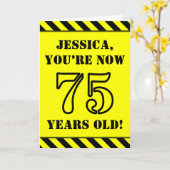 75e verjaardag: Leuke stencil stijl tekst, aangepa Kaart (Gele Bloem)