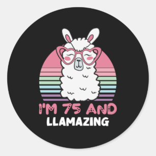 75e verjaardag Llamazing Llama 75 jaar oude dag Ronde Sticker