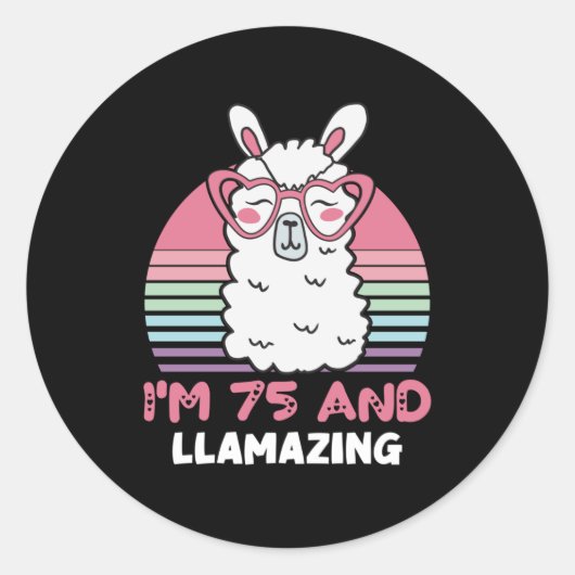 75e verjaardag Llamazing Llama 75 jaar oude dag Ronde Sticker (Voorkant)
