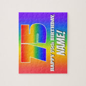 75e verjaardag — Meerkleurig regenboogpatroon "75" Legpuzzel (Verticaal)