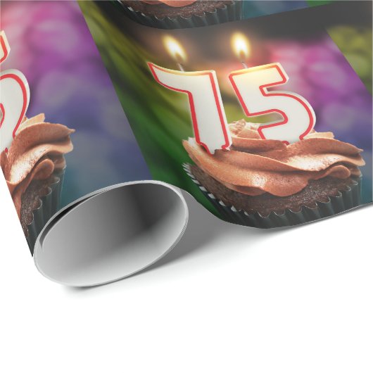 75e verjaardag met kaarsen cadeaupapier (Rol Hoek)