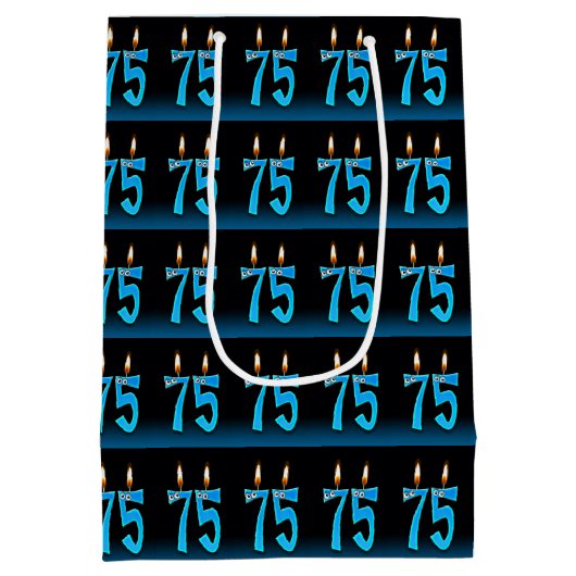 75e verjaardag met oogbalkaarsen medium cadeauzakje (Achterkant)