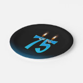 75e verjaardag met verlichte kaars nummers papieren bordje (Gekanteld)