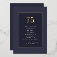 75e verjaardag Minimaal Elegant Donker Gouden Fram