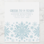 75e verjaardag Minimalistische blauwe sneeuwvlok a Wijn Etiket (Enkel label)