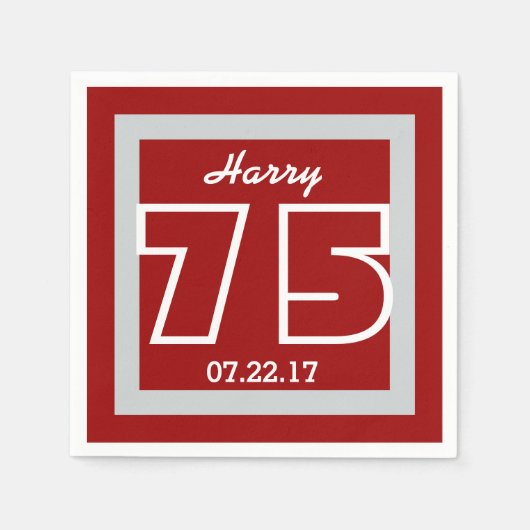 75e verjaardag Modern geometrisch vierkant Lijst Servet (Voorkant)