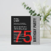 75e verjaardag Modern Red Silver Black C846 Kaart (Staand voorkant)
