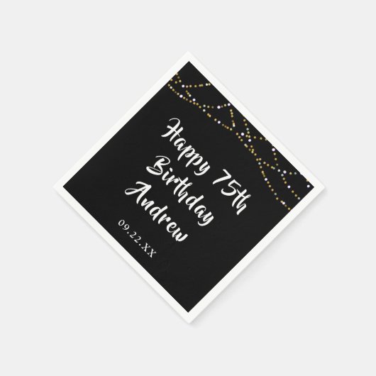 75e verjaardag Modern String Lights Zwart Servet (Hoek)