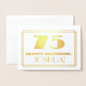 75e verjaardag; naam + Art Deco geïnspireerd look Folie Kaarten (Voorkant met envelop)