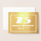 75e verjaardag: naam + Art Deco geïnspireerd look  Folie Kaarten (Voorkant met envelop)