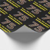 75e verjaardag: Naam & Faux Wood Grain Patroon "75 Cadeaupapier (Hoek)