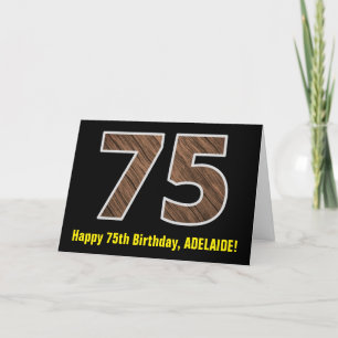 75e verjaardag: Naam + Faux Wood Grain Patroon "75 Kaart