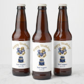 75e verjaardag Navy blauwe ballon cake Bier Etiket (Flessen)