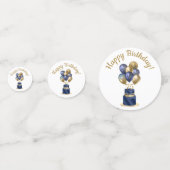 75e verjaardag Navy Blauwe Ballon Cake Confetti (Voorkanten)