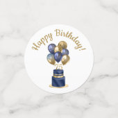 75e verjaardag Navy Blauwe Ballon Cake Confetti (Kleine voorkant)