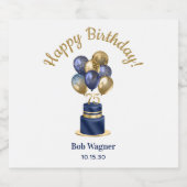 75e verjaardag Navy Blue Balloon Cake Bier Etiket (Enkel label)