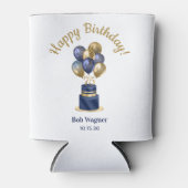 75e verjaardag Navy Blue Balloon Cake Blikjeskoeler (Voorkant)