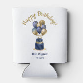 75e verjaardag Navy Blue Balloon Cake Blikjeskoeler (Achterkant)