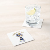 75e verjaardag Navy Blue Balloon Cake Kartonnen Onderzetters (Insitu)