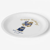 75e verjaardag Navy Blue Balloon Cake Papieren Bordje (Gekanteld)