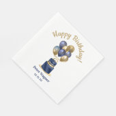 75e verjaardag Navy Blue Balloon Cake Servet (Hoek)