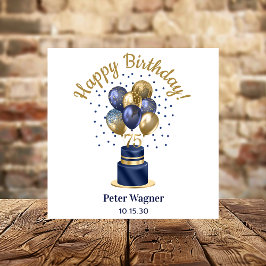 75e verjaardag Navy Blue Balloon Cake Servet